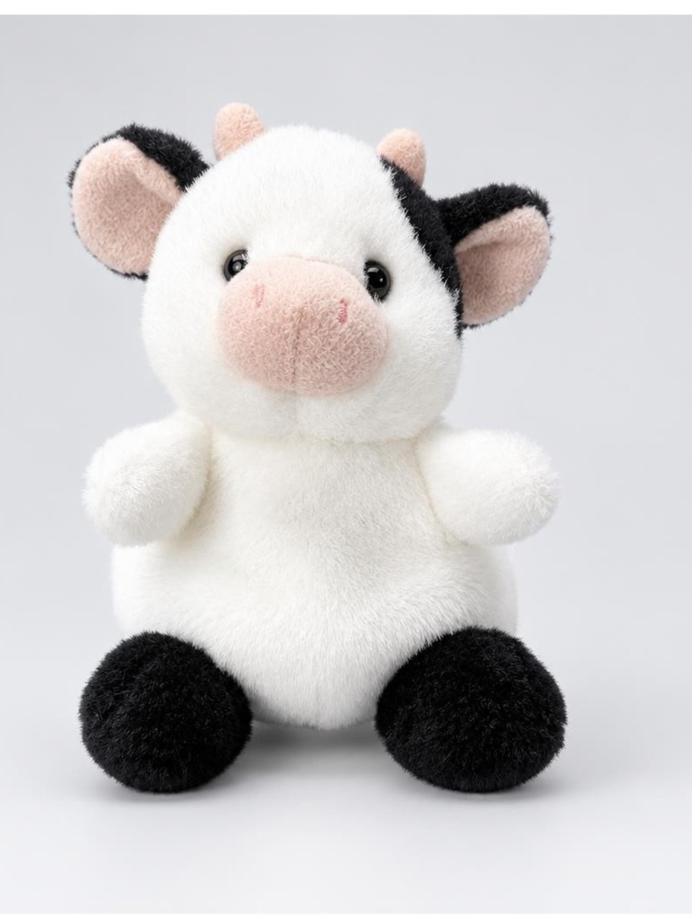Aurora Palm Pals Cute Cow Mini Plush Stuffed Animal White Black Pink Washable 5”